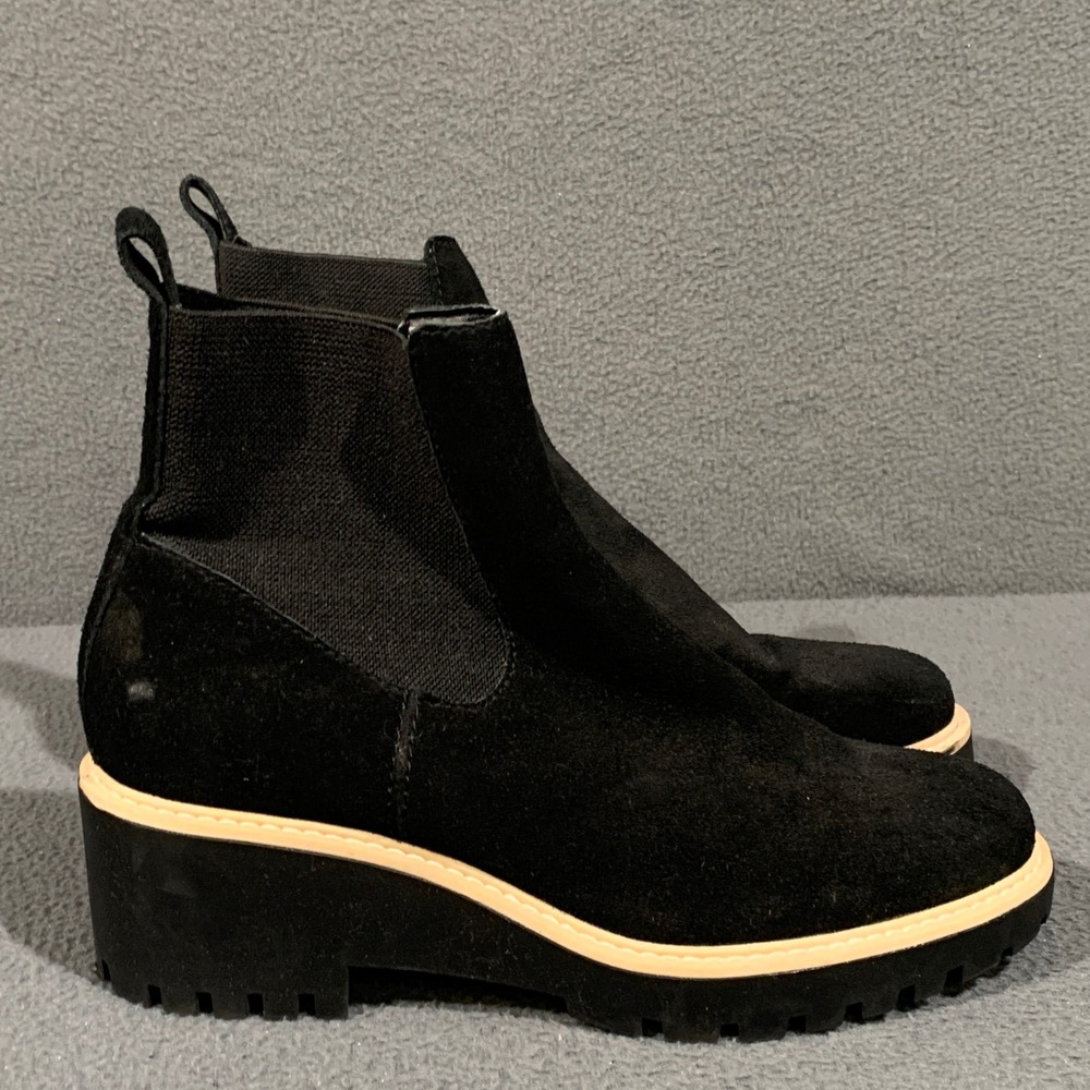 Dolce Vita Chelsea Boots Women 9.5 Black Suede Platform Lug Sole Chunky Goth